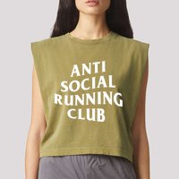 Anti Social Running Club Funny Introvert Runner Gift Garment-Dyed Women's Muscle Tee