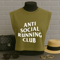 Anti Social Running Club Funny Introvert Runner Gift Garment-Dyed Women's Muscle Tee