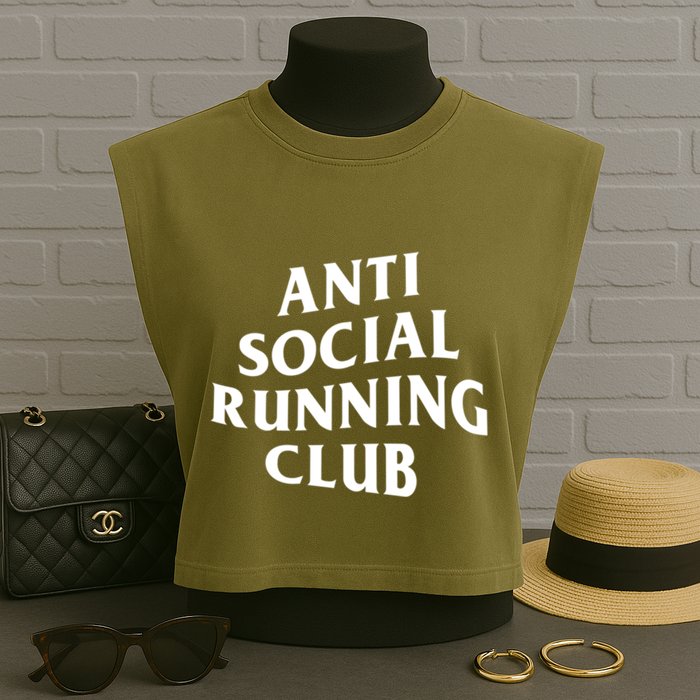 Anti Social Running Club Funny Introvert Runner Gift Garment-Dyed Women's Muscle Tee