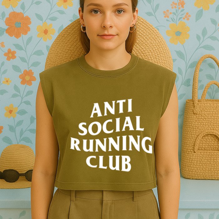 Anti Social Running Club Funny Introvert Runner Gift Garment-Dyed Women's Muscle Tee