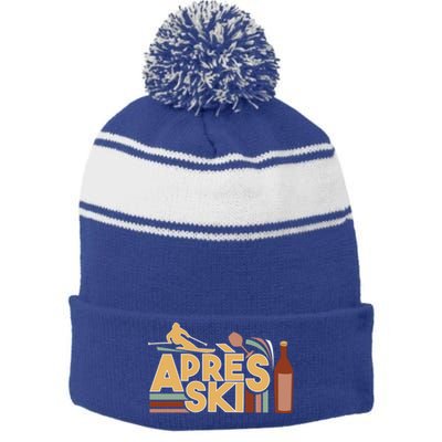 Apres Ski Retro Vintage Style Party Outfit Great Gift Stripe Pom Pom Beanie