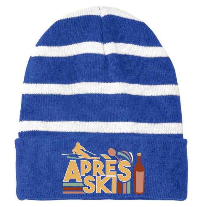 Apres Ski Retro Vintage Style Party Outfit Great Gift Striped Beanie with Solid Band