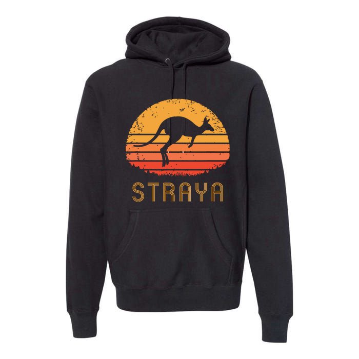 Australia Straya Retro Gift Vintage Kangaroo Outback Aussie Premium Hoodie