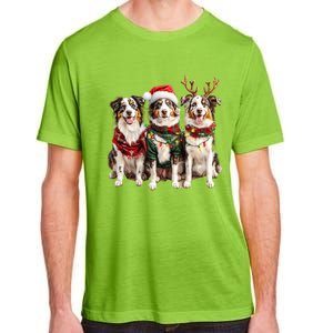 Australian Shepherd Reindeer Christmas Lights Dog Lover Xmas Adult ChromaSoft Performance T-Shirt