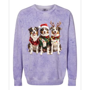 Australian Shepherd Reindeer Christmas Lights Dog Lover Xmas Colorblast Crewneck Sweatshirt