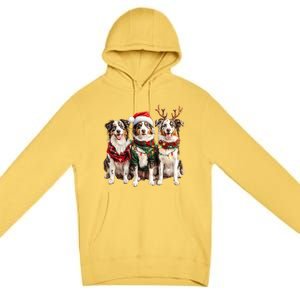 Australian Shepherd Reindeer Christmas Lights Dog Lover Xmas Premium Pullover Hoodie