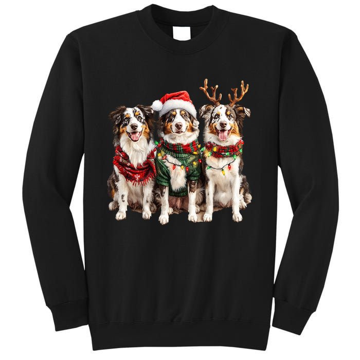 Australian Shepherd Reindeer Christmas Lights Dog Lover Xmas Sweatshirt