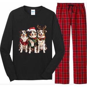 Australian Shepherd Reindeer Christmas Lights Dog Lover Xmas Long Sleeve Pajama Set