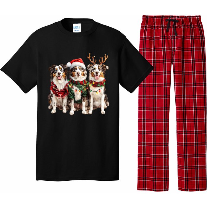 Australian Shepherd Reindeer Christmas Lights Dog Lover Xmas Pajama Set