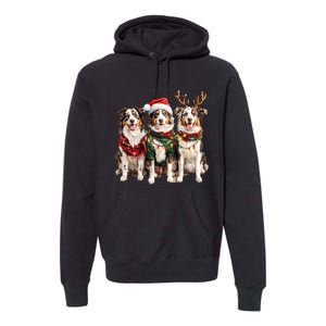 Australian Shepherd Reindeer Christmas Lights Dog Lover Xmas Premium Hoodie