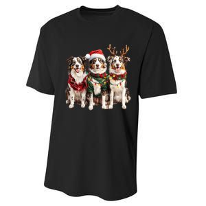 Australian Shepherd Reindeer Christmas Lights Dog Lover Xmas Performance Sprint T-Shirt