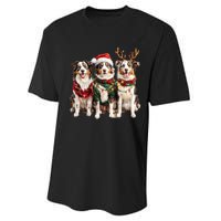 Australian Shepherd Reindeer Christmas Lights Dog Lover Xmas Performance Sprint T-Shirt