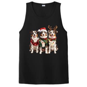 Australian Shepherd Reindeer Christmas Lights Dog Lover Xmas PosiCharge Competitor Tank