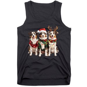 Australian Shepherd Reindeer Christmas Lights Dog Lover Xmas Tank Top