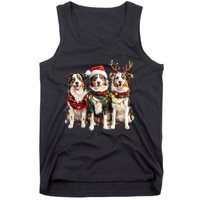 Australian Shepherd Reindeer Christmas Lights Dog Lover Xmas Tank Top