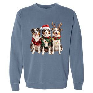 Australian Shepherd Reindeer Christmas Lights Dog Lover Xmas Garment-Dyed Sweatshirt