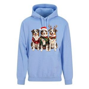 Australian Shepherd Reindeer Christmas Lights Dog Lover Xmas Unisex Surf Hoodie