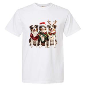 Australian Shepherd Reindeer Christmas Lights Dog Lover Xmas Garment-Dyed Heavyweight T-Shirt