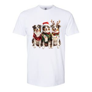 Australian Shepherd Reindeer Christmas Lights Dog Lover Xmas Softstyle CVC T-Shirt