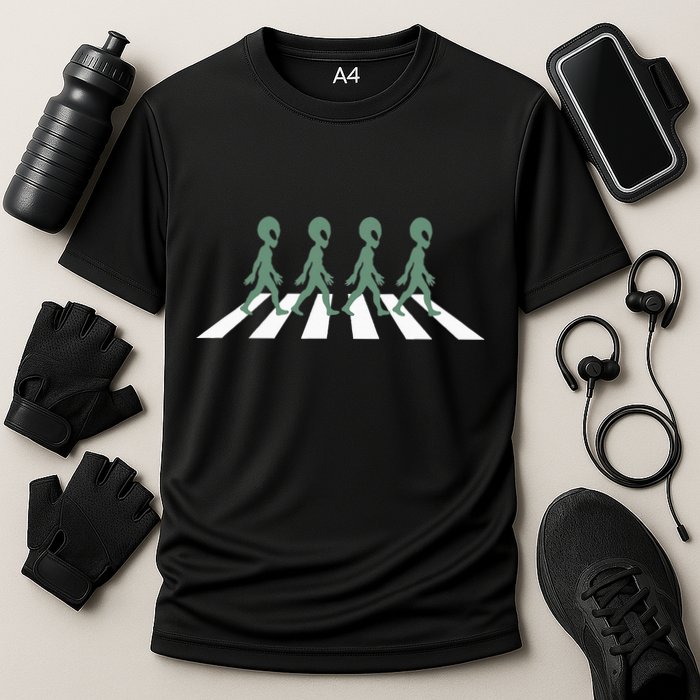 Alien Silhouette Road I Aliens Ufo Area 51 Roswell Cooling Performance Crew T-Shirt