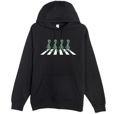 Alien Silhouette Road I Aliens Ufo Area 51 Roswell Premium Pullover Hoodie