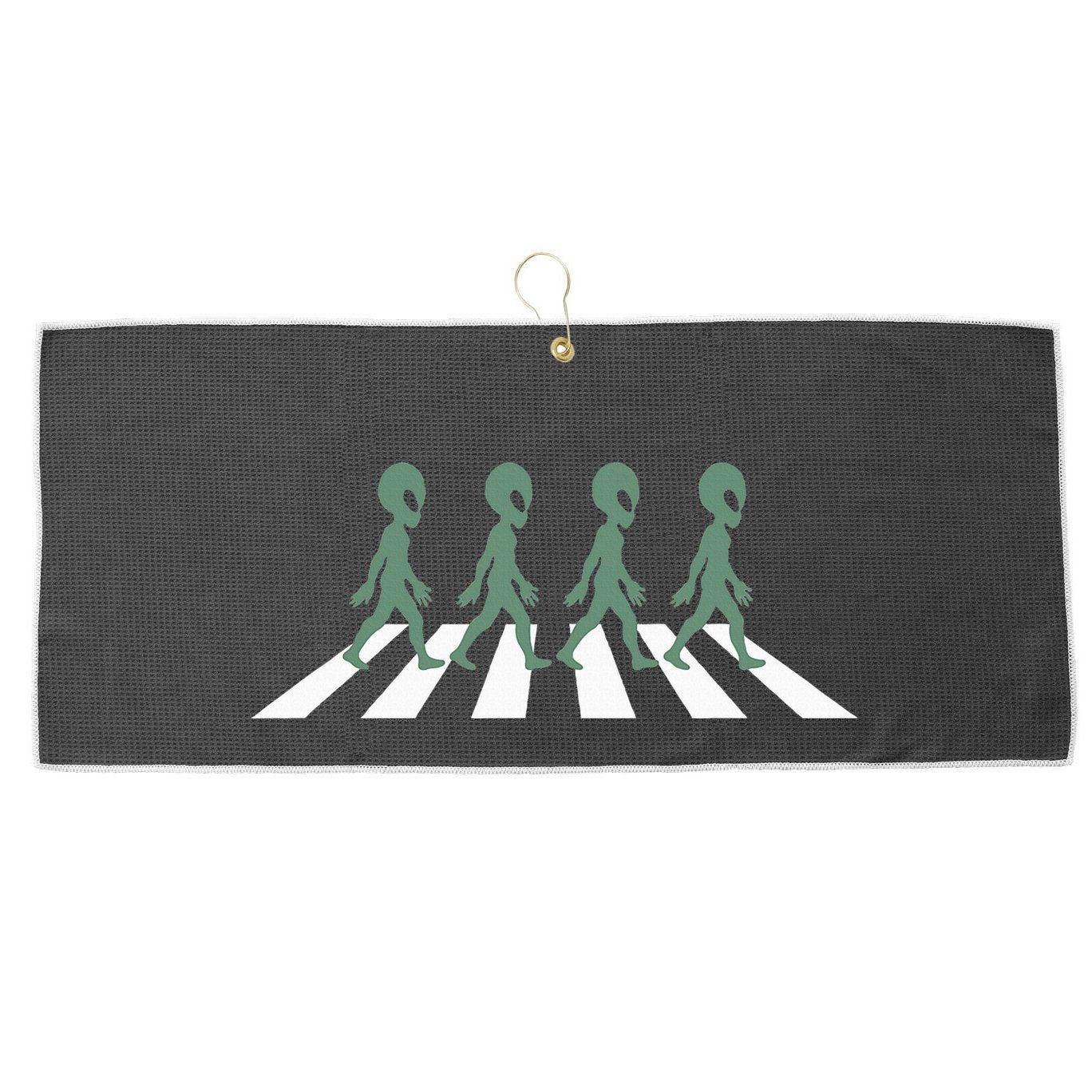 Alien Silhouette Road I Aliens Ufo Area 51 Roswell Large Microfiber Waffle Golf Towel