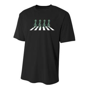 Alien Silhouette Road I Aliens Ufo Area 51 Roswell Youth Performance Sprint T-Shirt