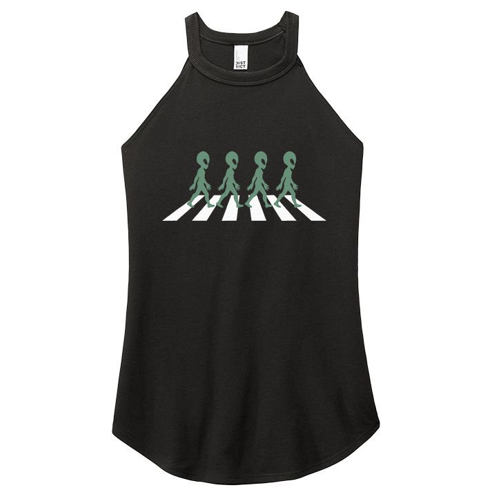 Alien Silhouette Road I Aliens Ufo Area 51 Roswell Women's Perfect Tri Rocker Tank