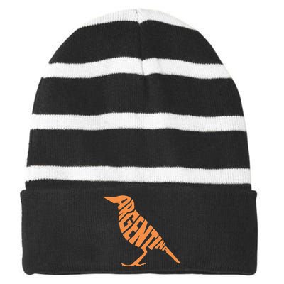 Argentina Star Retro Vintage Argentinian Striped Beanie with Solid Band