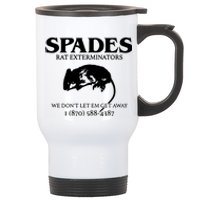 Aciano Spades Rat Exterminators We DonT Let Em Get Away Stainless Steel Travel Mug