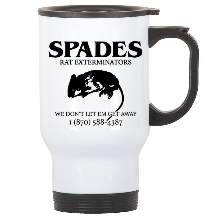 Aciano Spades Rat Exterminators We DonT Let Em Get Away Stainless Steel Travel Mug