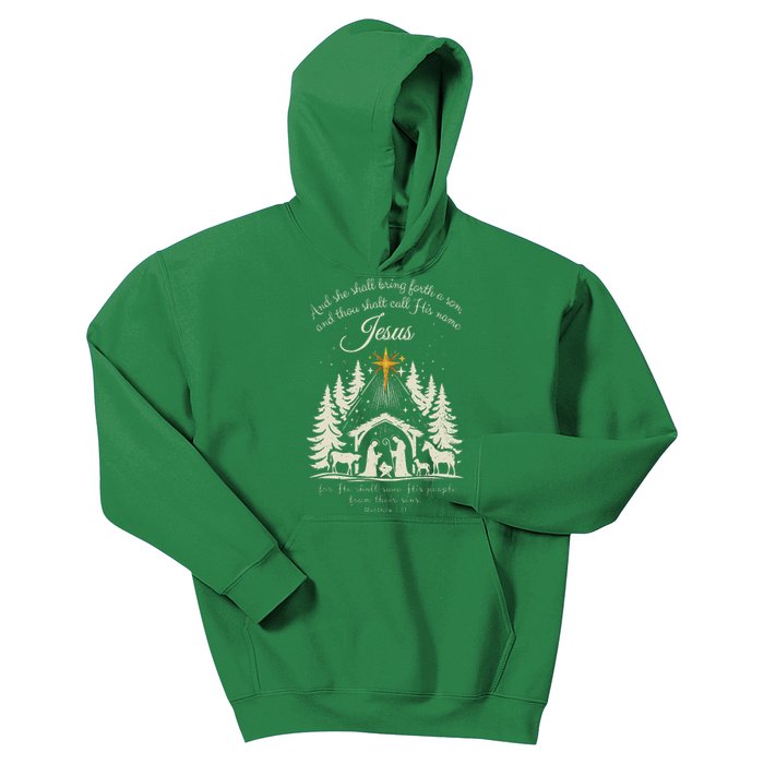 And She Shall Bring Forth A Son Jesus Christmas Kids Hoodie