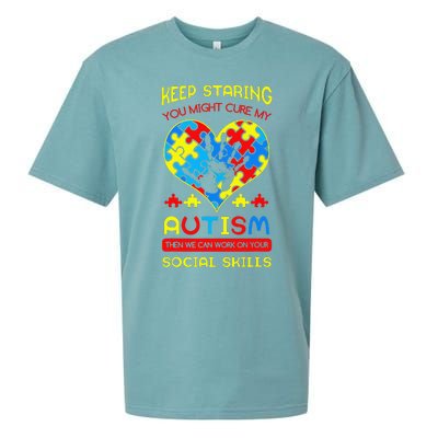 Autism Social Skills Autistic Puzzle Piece Stop Hand Gift Sueded Cloud Jersey T-Shirt