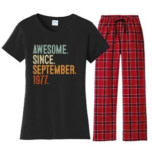 Awesome Since September 1977 46 Years Old Gift 46th Birthday Women's Flannel Pajama Set