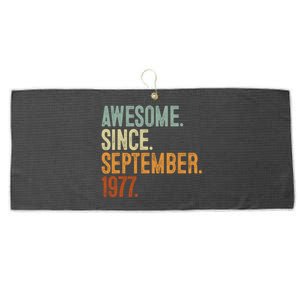 Awesome Since September 1977 46 Years Old Gift 46th Birthday Large Microfiber Waffle Golf Towel