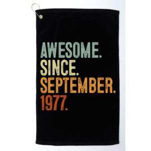 Awesome Since September 1977 46 Years Old Gift 46th Birthday Platinum Collection Golf Towel