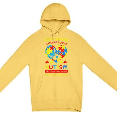 Autism Social Skills Autistic Puzzle Piece Stop Hand Gift Premium Pullover Hoodie