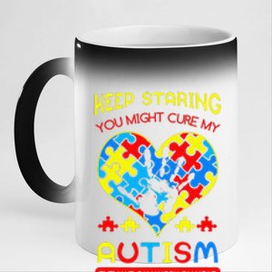 Autism Social Skills Autistic Puzzle Piece Stop Hand Gift 11oz Black Color Changing Mug