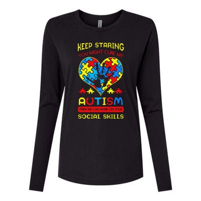 Autism Social Skills Autistic Puzzle Piece Stop Hand Gift Womens Cotton Relaxed Long Sleeve T-Shirt