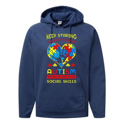 Autism Social Skills Autistic Puzzle Piece Stop Hand Gift Performance Fleece Hoodie