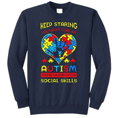 Autism Social Skills Autistic Puzzle Piece Stop Hand Gift Sweatshirt