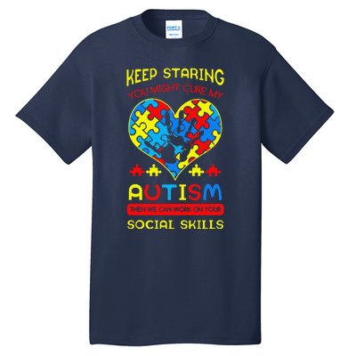 Autism Social Skills Autistic Puzzle Piece Stop Hand Gift Tall T-Shirt