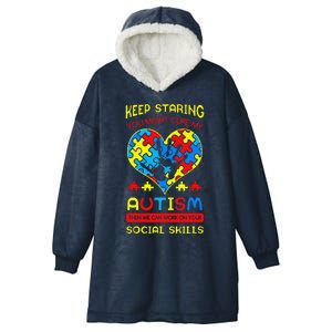 Autism Social Skills Autistic Puzzle Piece Stop Hand Gift Hooded Wearable Blanket