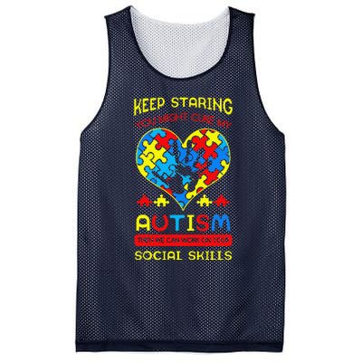 Autism Social Skills Autistic Puzzle Piece Stop Hand Gift Mesh Reversible Basketball Jersey Tank