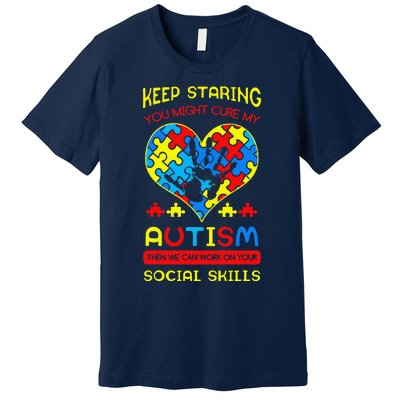 Autism Social Skills Autistic Puzzle Piece Stop Hand Gift Premium T-Shirt