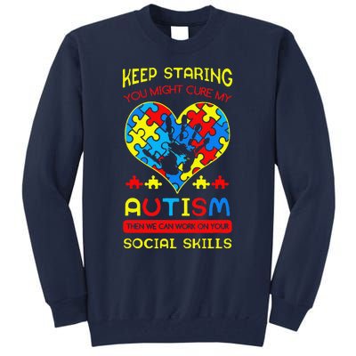 Autism Social Skills Autistic Puzzle Piece Stop Hand Gift Tall Sweatshirt