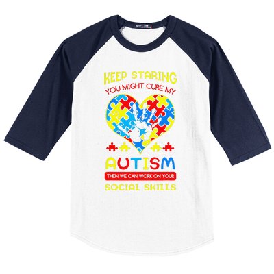 Autism Social Skills Autistic Puzzle Piece Stop Hand Gift Baseball Sleeve Shirt