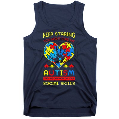 Autism Social Skills Autistic Puzzle Piece Stop Hand Gift Tank Top