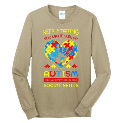 Autism Social Skills Autistic Puzzle Piece Stop Hand Gift Tall Long Sleeve T-Shirt