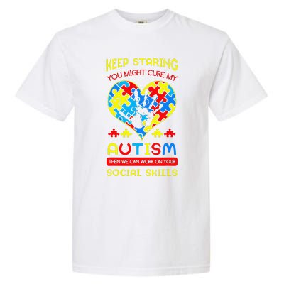 Autism Social Skills Autistic Puzzle Piece Stop Hand Gift Garment-Dyed Heavyweight T-Shirt